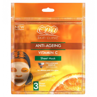 EVA SKIN CLINIC ANTI-AGEING VITAMIN C SHEET MASK — FOR ULTIMATE EVEN SKIN GLOW 3 SHEETS